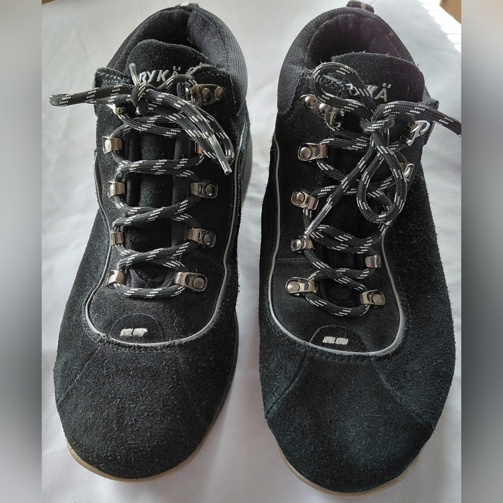 Ryka W/10 Black Lace-Up Leather And Man Made Materials Sneakers